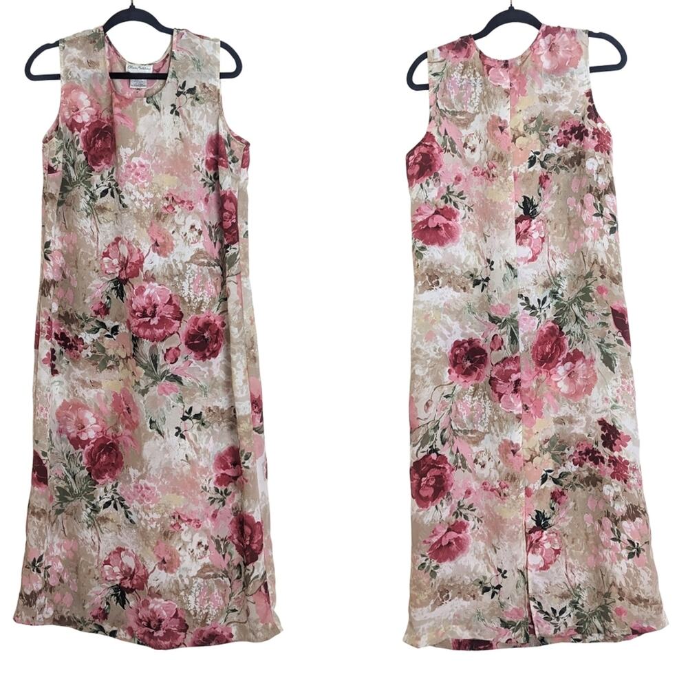 Vintage 90's Floral Romantic Semi-sheer Maxi Slip Dress Women's Size 14